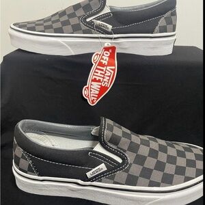 Vans Slip-On Checkerboard Sneakers - Black & Gray